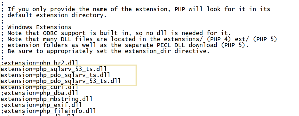 Mssq connect with php  changing extension